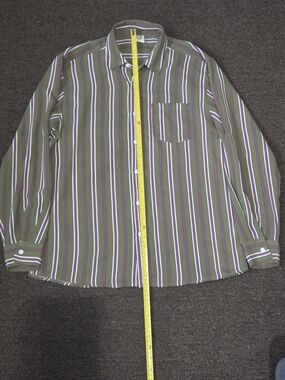 Hardaddy - Long Sleeve Button Up | Green Purple Stripes | Men's Medium